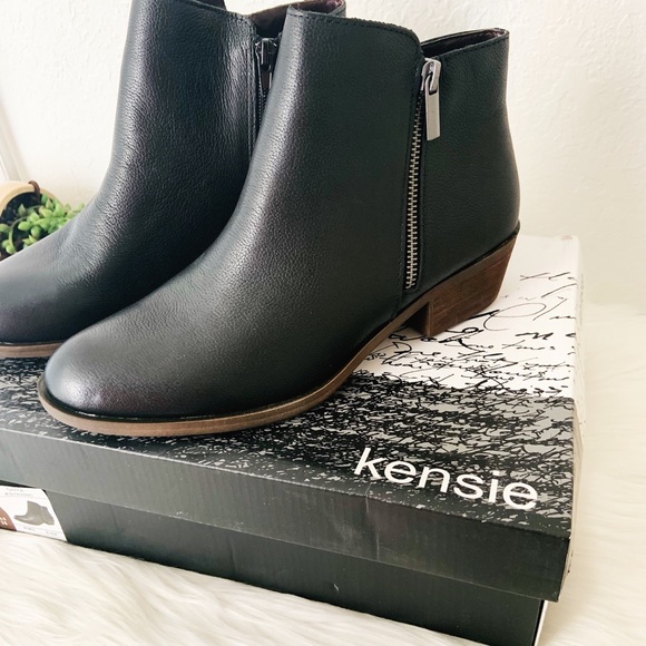 kensie Women's Black Leather Short Ankle Boots New - Picture 11 of 11